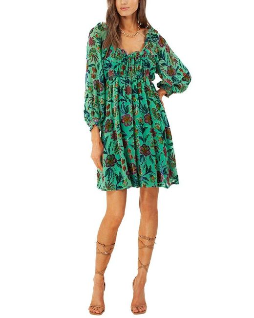 Hale Bob Green Silk-blend Mini Dress