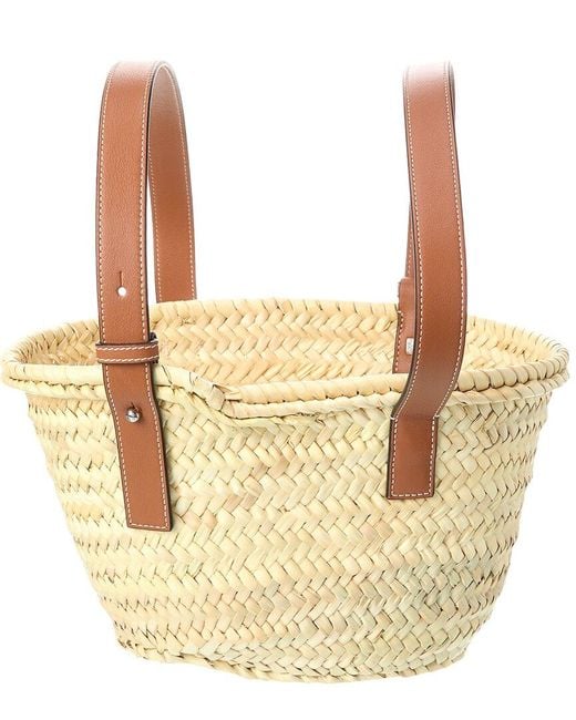 Loewe Brown Straw & Leather Basket Tote