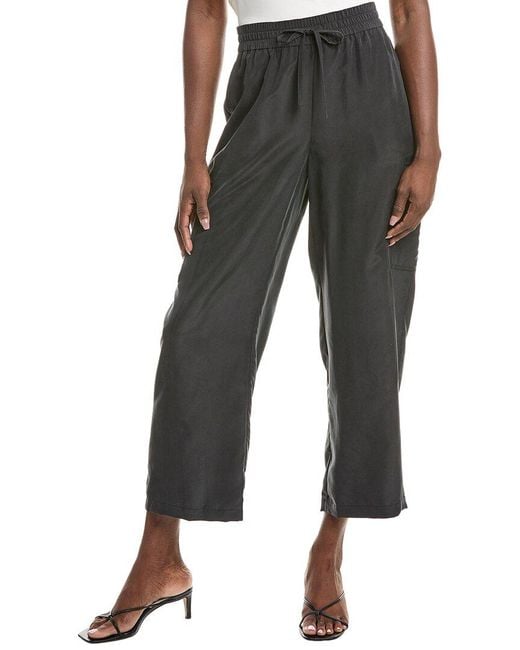 Eileen Fisher Black Petite Flare Silk Cargo Pant