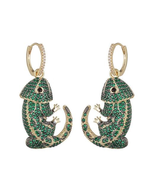 Eye Candy LA Green Cz Anna Gecko Earrings