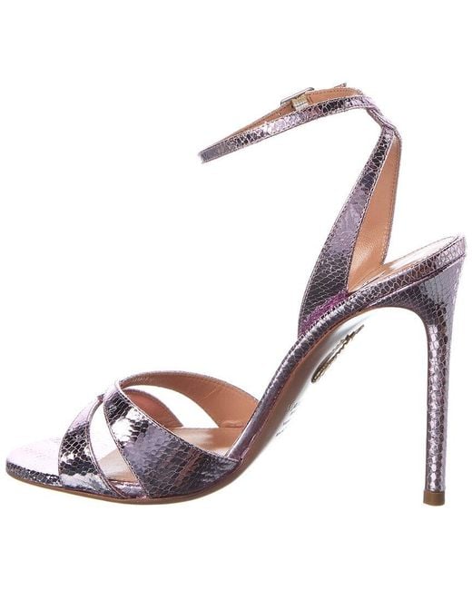 Aquazzura Pink You And I 105 Snake-embossed Leather Sandal