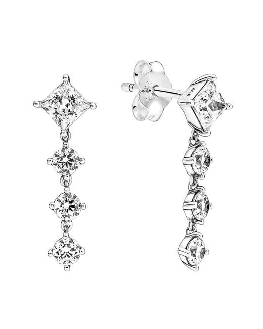 Pandora White Timeless Cz Drop Earrings