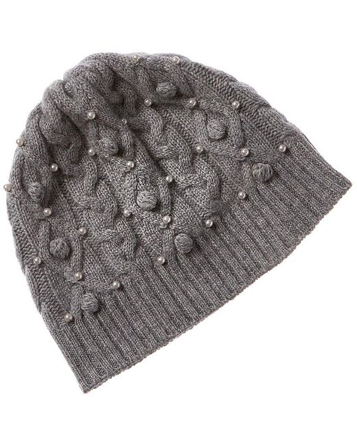 Forte Gray Chunky Pearl Cable Cashmere Hat