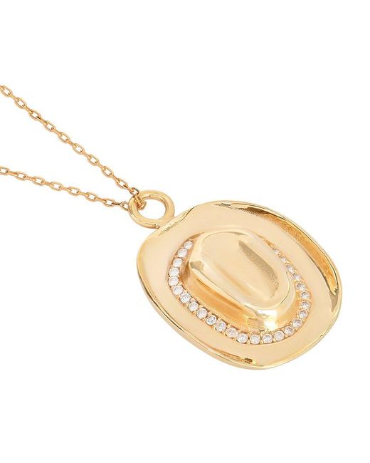 Gabi Rielle Metallic 14k Over Silver Cowboy Hat Charm Necklace