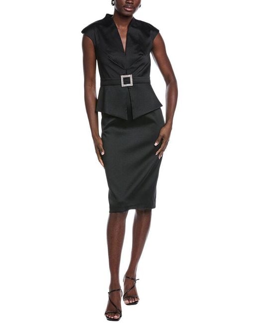 Aidan Mattox Black Solid Mid Dress