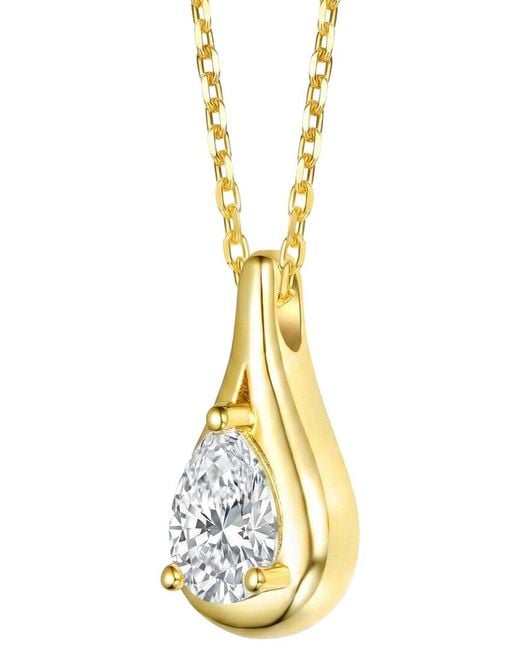 Genevive Jewelry Metallic Rachel Glauber 14K Plated Cz Pendant Necklace