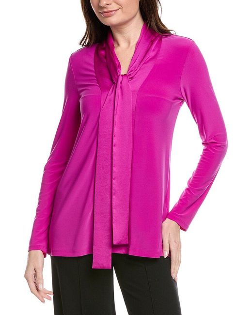 Joseph Ribkoff Pink Tie-Neck Top