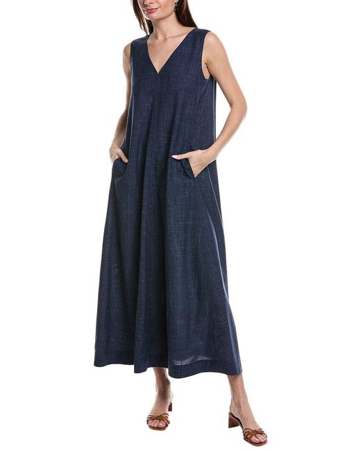 Lafayette 148 New York Blue Neve Wool & Silk-blend Dress