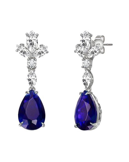 Genevive Jewelry Blue Cz Dangle Earrings