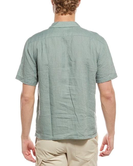 Onia Green Linen Pintuck Camp Shirt for men
