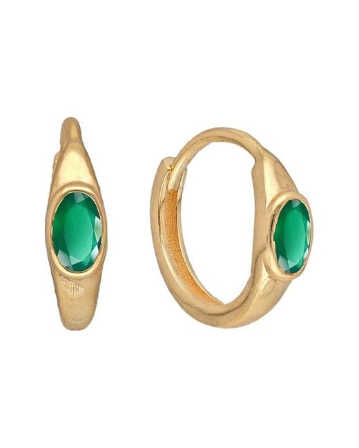 TIRAMISU Blue 14K Plated 0.60 Ct. Tw. Onyx Huggie Earrings