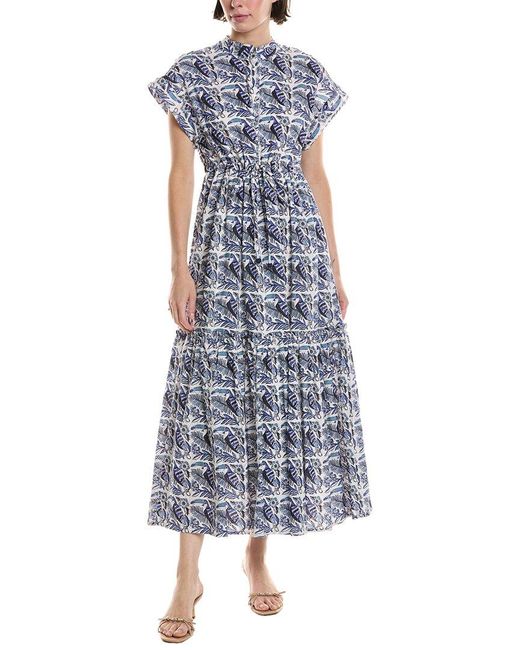 Ro's Garden Blue Mumi Broderie Maxi Dress