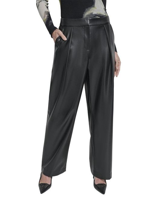 DKNY Black Faux Leather Pant