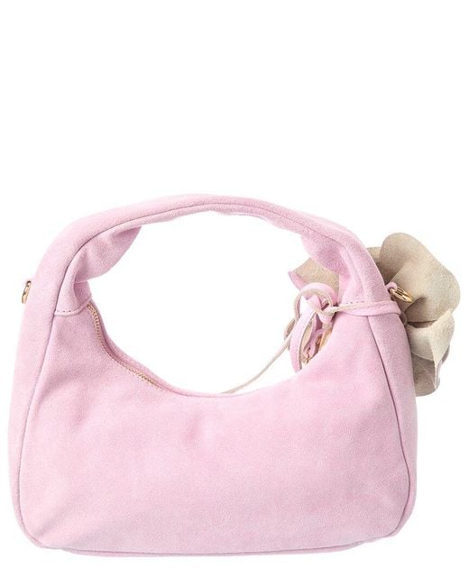 Isabella Rossetti Pink Fluer 27 Suede Shoulder Bag