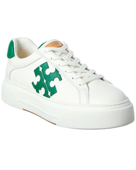 Tory Burch White Colorblocked Leather Platform Sneaker