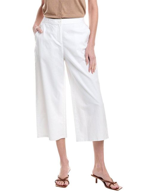 Eileen Fisher White Petite Wide Cropped Trouser