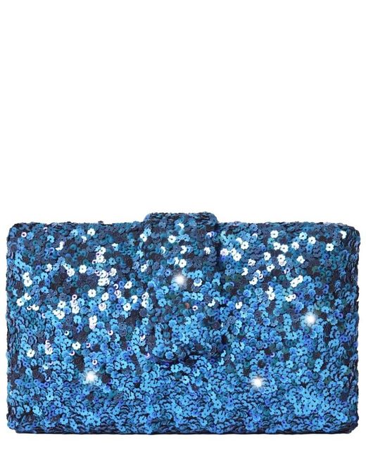 Simitri Blue Hand-Embroidered Sequin Box Clutch