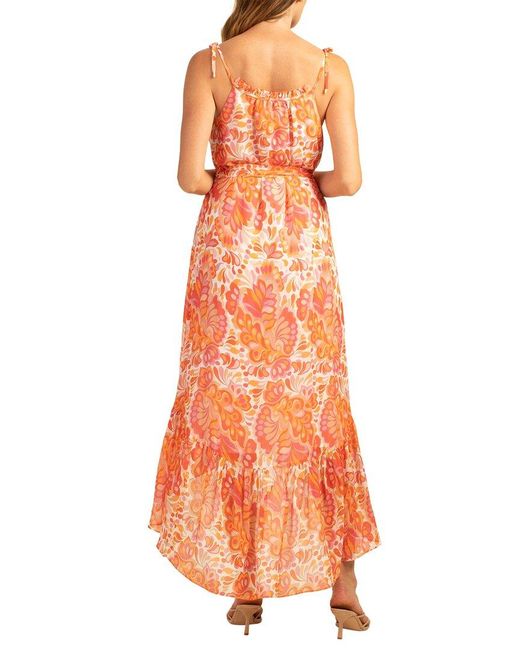 Trina Turk Orange Honest Silk-blend Midi Dress