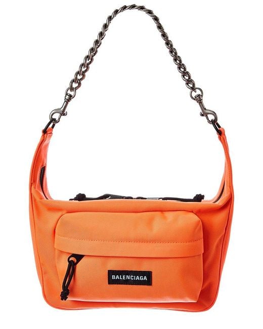 Balenciaga Orange Raver Medium Canvas Shoulder Bag