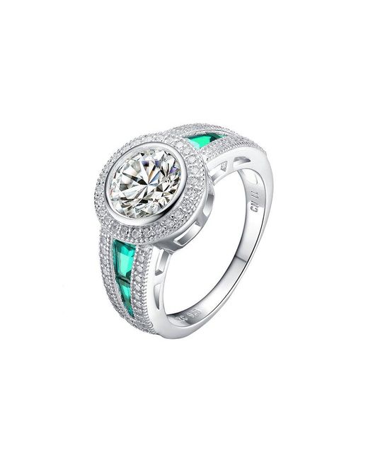 Genevive Jewelry White Silver Cz Statement Ring