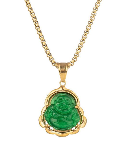 Eye Candy LA Green The Bold Collection Titanium Agate Buddha Necklace