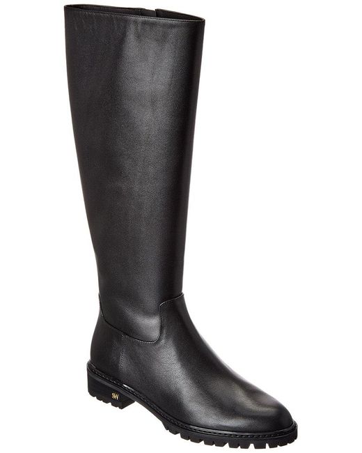Stuart Weitzman Black City Zip Leather Knee-High Boot