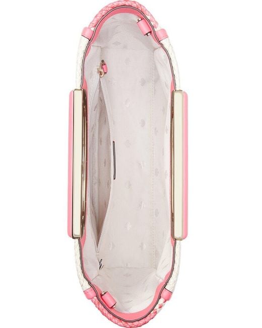 Kate Spade Pink Alexa Gingham Straw Crossbody Clutch