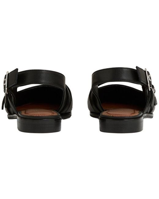 Reiss Black Lois Flat Buckle Leather Mule