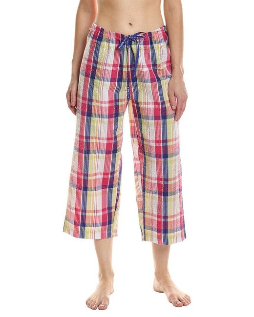 Hue Pink Seersucker Pajama Capri