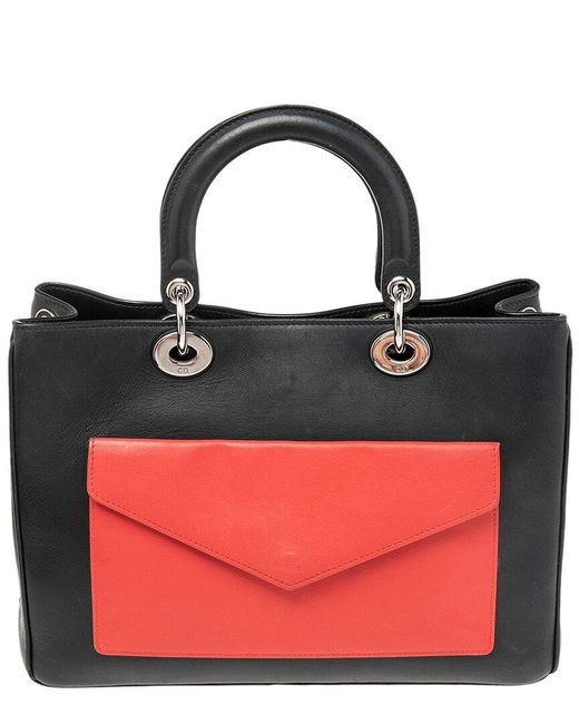 Dior Black Leather Lady Pocket Tote (Authentic Pre-Owned)
