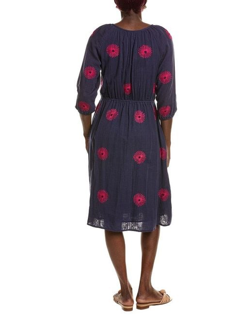 MER ST BARTH Blue Solange Popover Dress