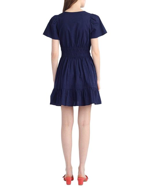Draper James Blue Wilson Mini Dress With Floral Embroidery