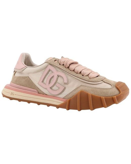 Dolce & Gabbana Pink Nylon & Suede Sneaker