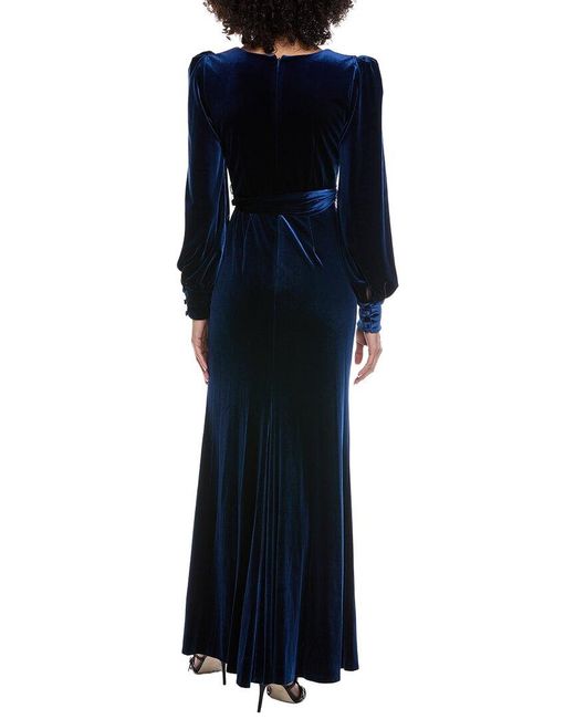 Badgley Mischka Blue Drape Gown