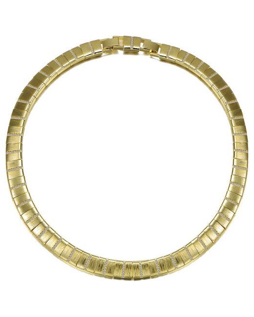 Rachel Glauber Metallic 14k Plated Cz Statement Necklace