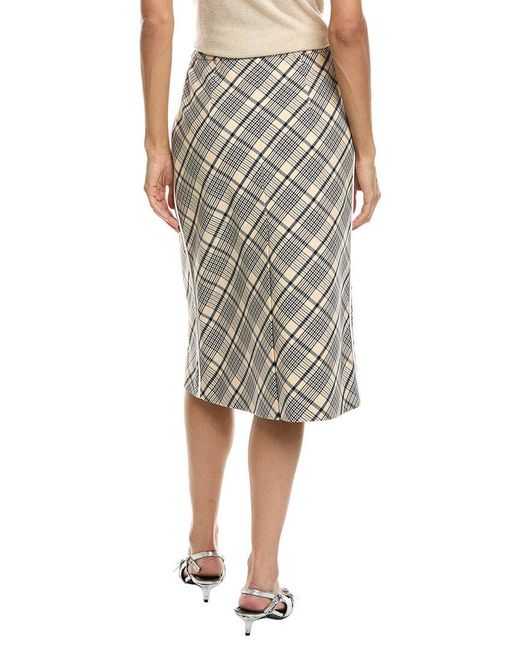 Prada Blue Sequin Embellished Checked Wool Midi Skirt