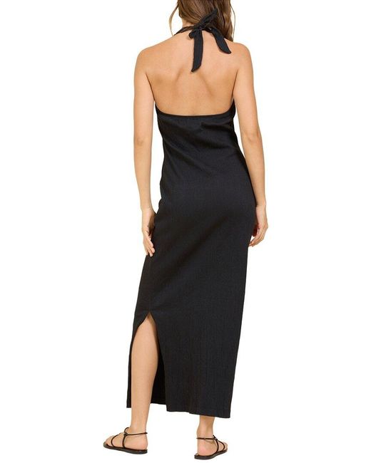 Surf Gypsy Black Crinkle Knit Halter Maxi Dress
