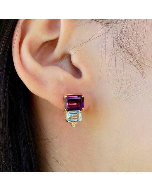 Kai Fine Jewelry Purple 14K 7.23 Ct. Tw. Diamond & Gemstone Stud Earrings