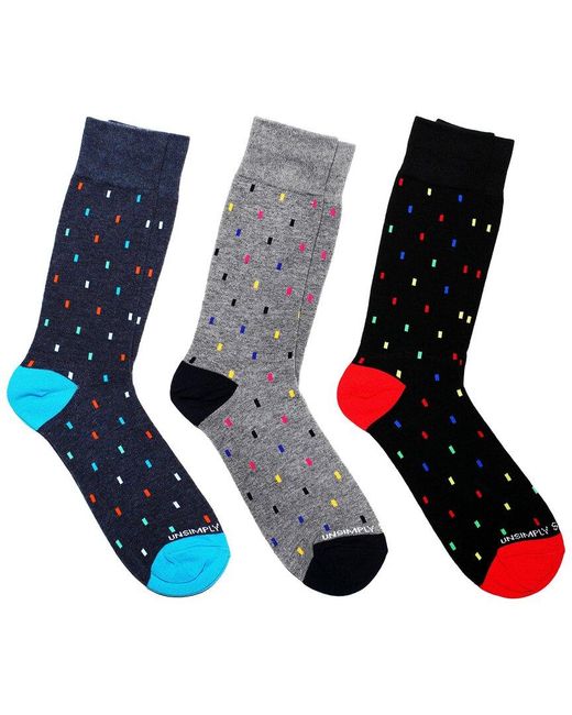 Unsimply Stitched Blue 3-Pack Crew Socks for men