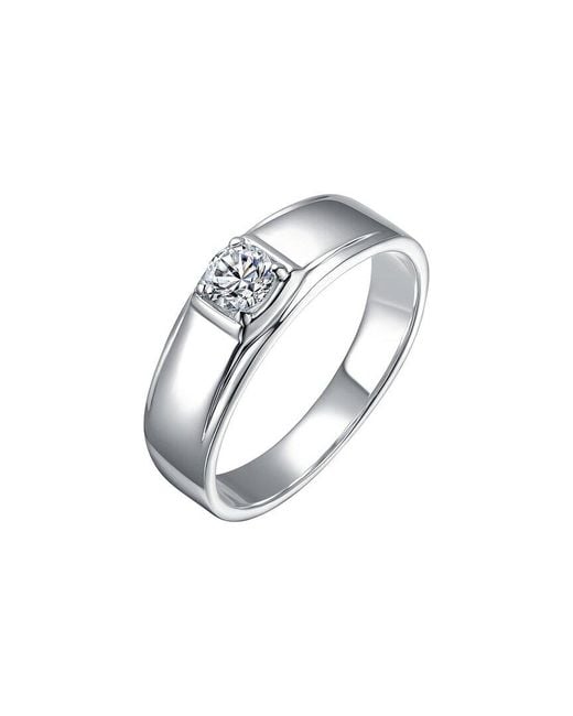 Genevive Jewelry White Rachel Glauber Plated Cz Statement Ring for men