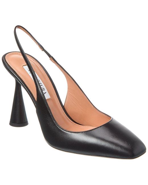 Aquazzura Black Amore 95 Leather Slingback Pump