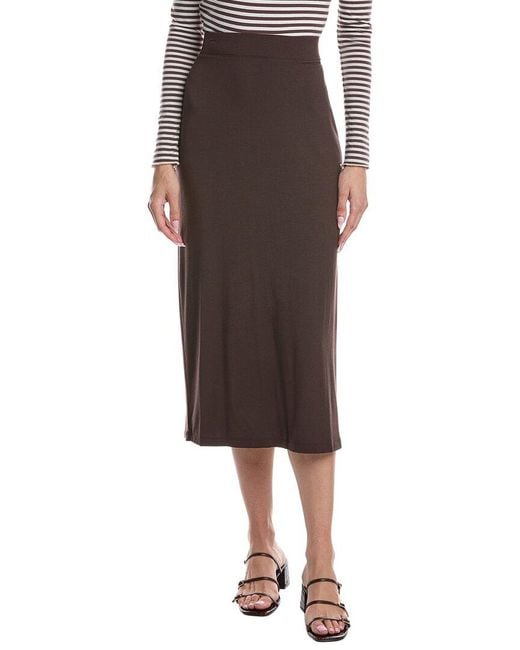 Vince Brown Pull-On Midi Skirt