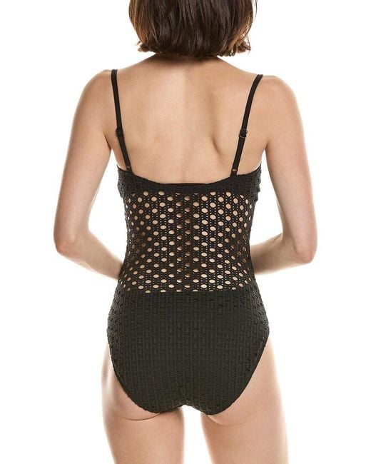 Carmen Marc Valvo Black Scoop Neck One-Piece
