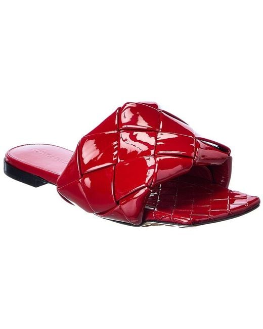 Bottega Veneta Red The Lido Intrecciato Patent Sandal