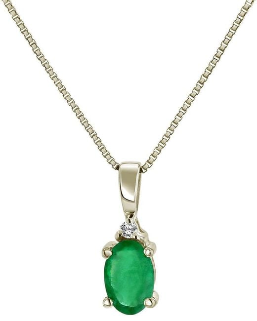 LEVARON FINE JEWELRY Metallic Levaron 14K 0.41 Ct. Tw. Diamond & Emerald Drop Pendant