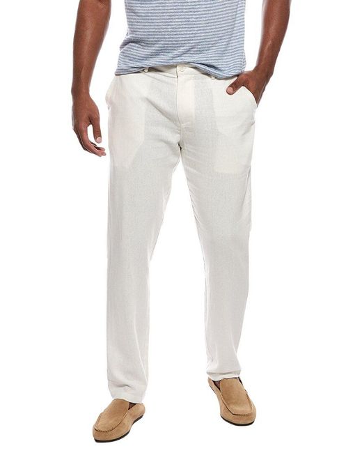 Onia White Linen-Blend Flat Front Pant for men