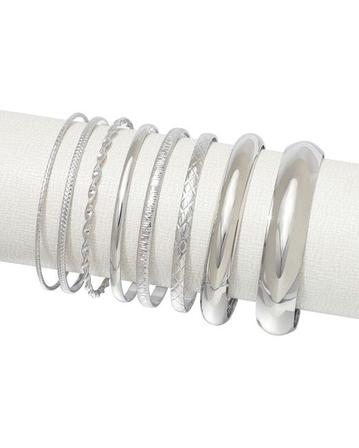 Adornia White 8-Bangle Set Bracelet