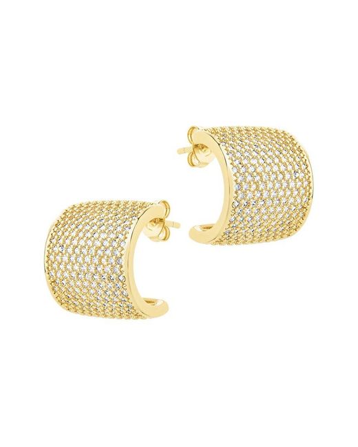 Sterling Forever Metallic 14K Plated Cz Versa Statement Hoop Earrings