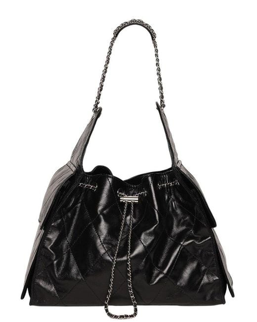 Walter Baker Black Valeria Quilted Leather Bucket Bag