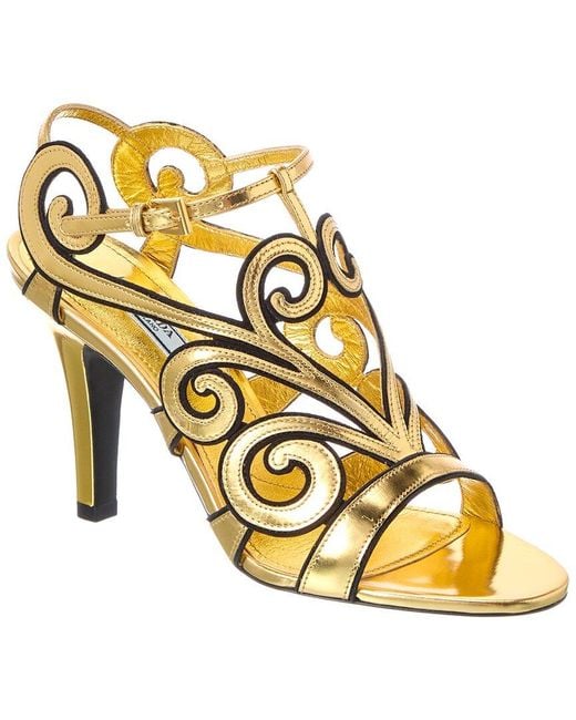 Prada Metallic 85 Suede & Leather Sandal